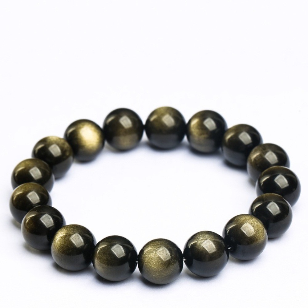 Natural Gold & Silver Obsidian Bracelet Energy Healingstone Fashion Jewelry Gift