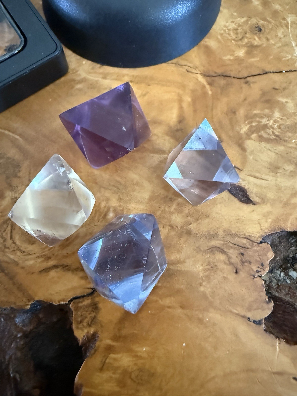 Set of 4 Fluorite Cleved Crystal Mineral Specimen Polished