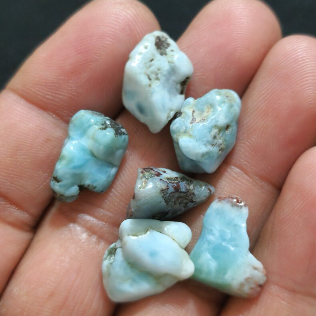 High Quality Larimar Raw 6 Pcs Lot Size 16-18 MM Larimar Rough Loose Gemstone