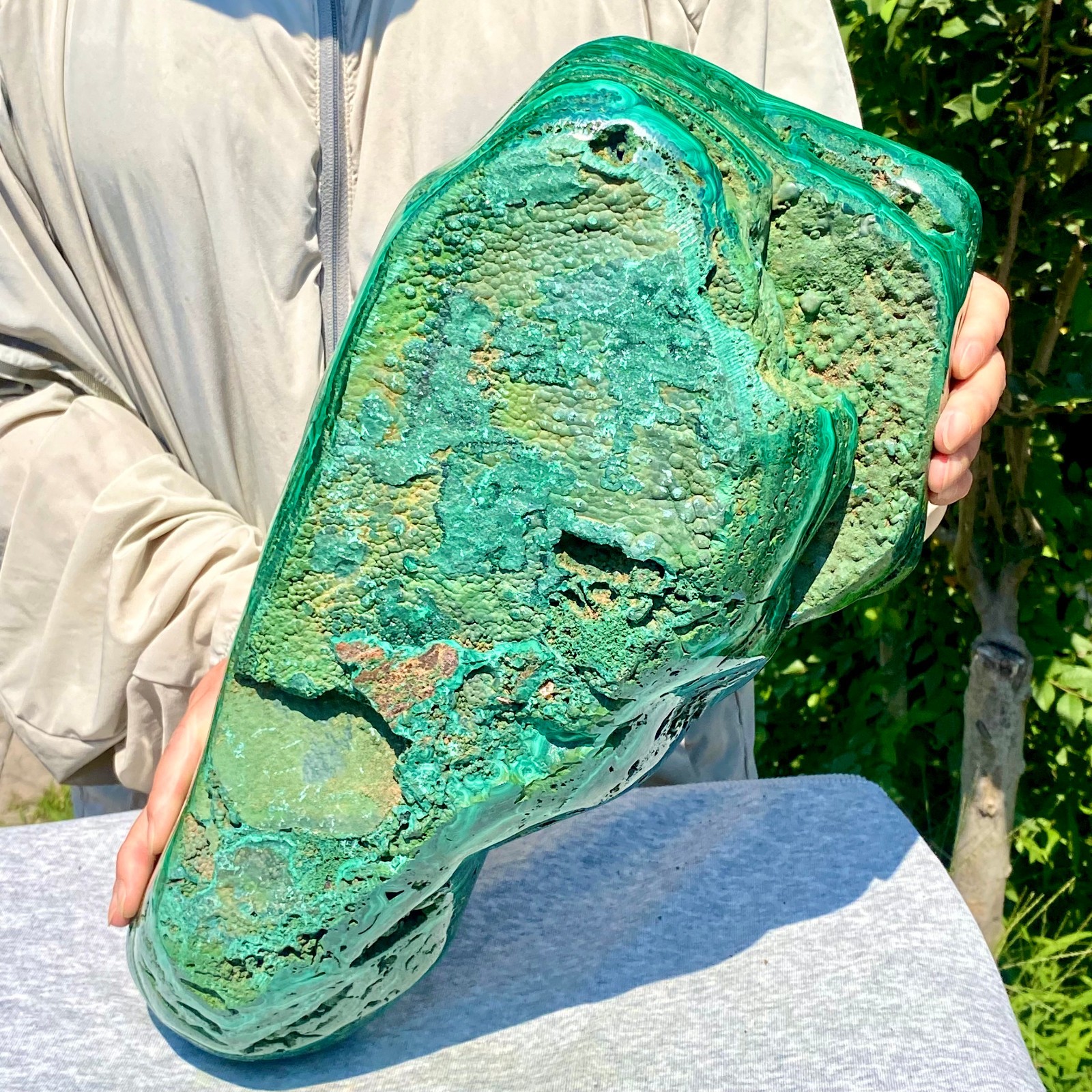 35.05LB Natural glossy Malachite transparent cluster rough mineral sample