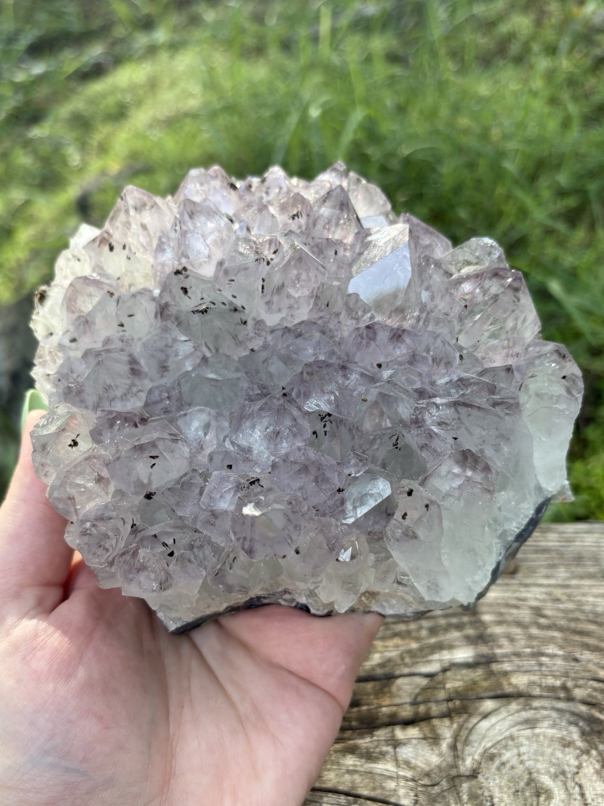 XL Raw Amethyst Flower Cluster- Natural 4.7” Light Purple Druzy Amethyst Crystal