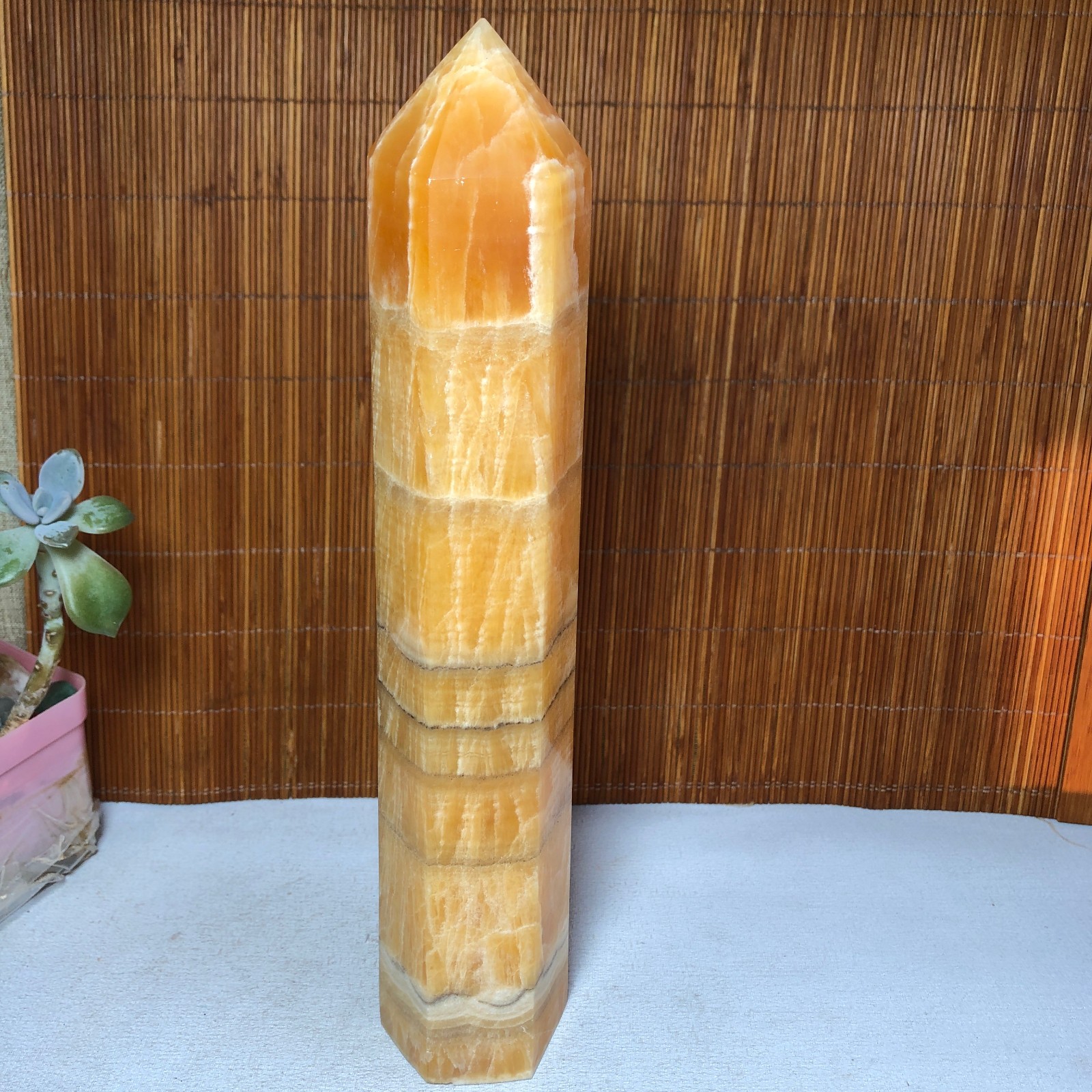 224mm Stunning-Natural-Yellow-Wand-Fluorite-Crystal-Stone-White-Fluorite A2276