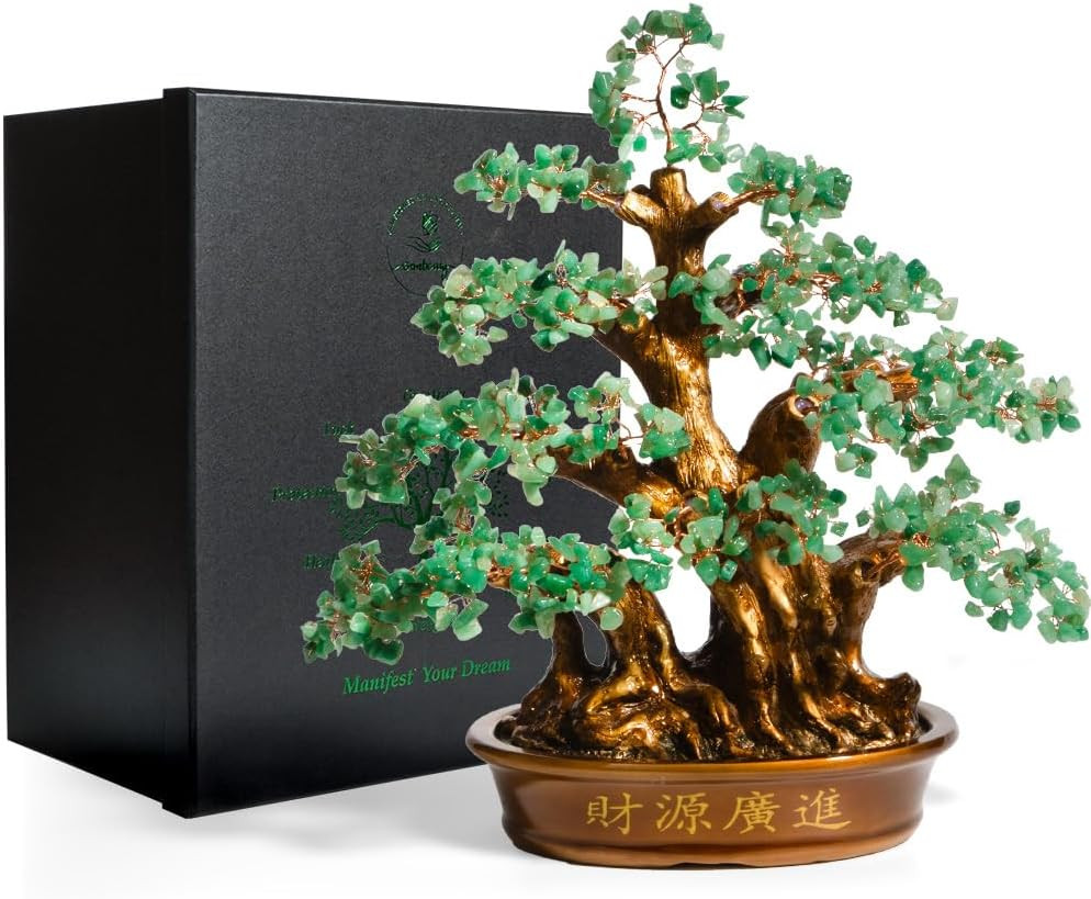 Natural Aventurine (1,300 Gemstone Count) Chakra Crystal Tree with Healing Prope