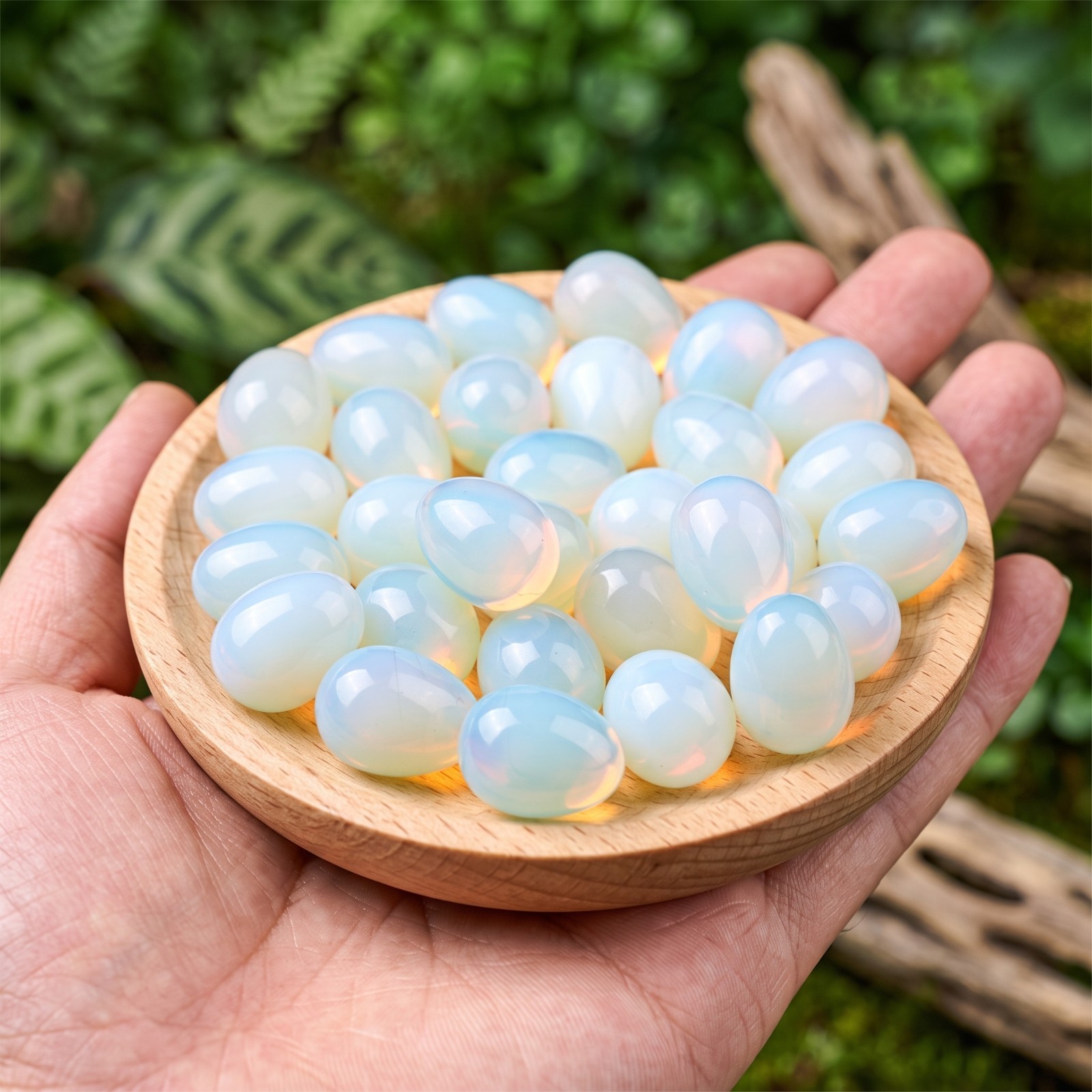 Natural Opalite Mini Egg Tumbled Stone Polished Palm Worry Stone Chakra Healing