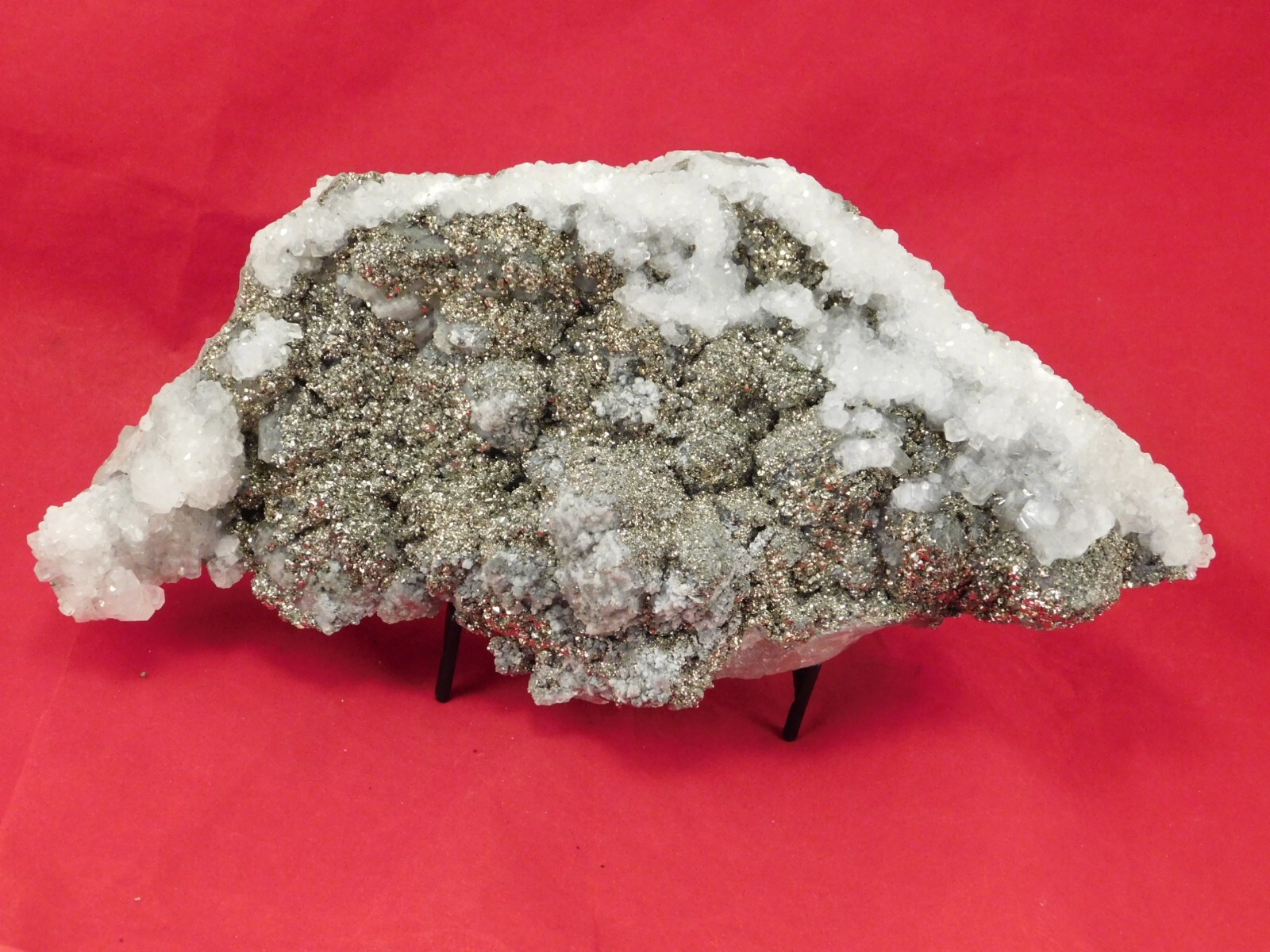 HUGE Pyrite Crystal Cluster With Fluorescent Calcite Crystals Mexico 2020gr