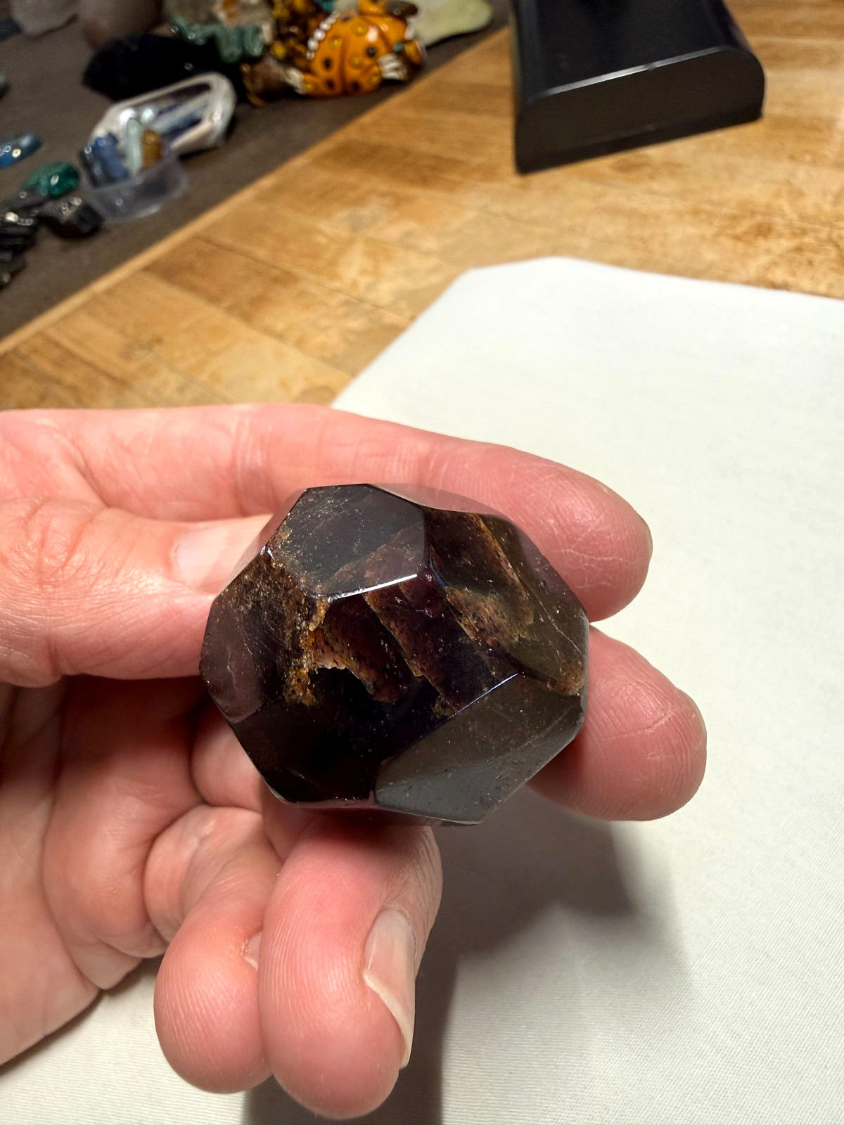 Red Garnet Crystal Gemstone Trapezohedron Carved Shaped Specimen 006