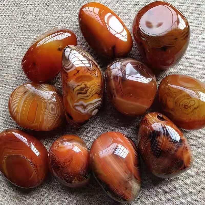 Agate Red Crystal Raw Ore Rock Hand Handle Piece To Play with Specimen Ornament