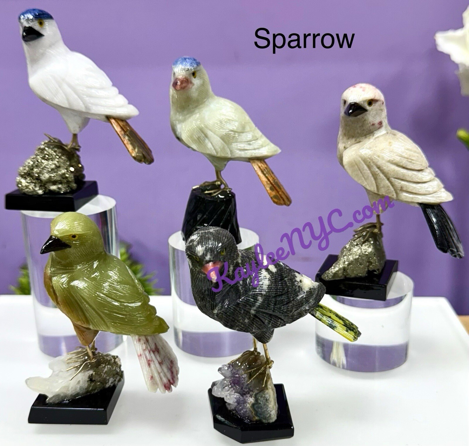Wholesale Lot 5 PCs Mix Natural Crystals Birds Healing Energy