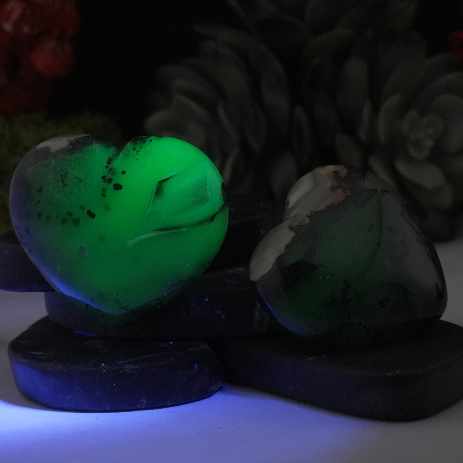Volcano Agate Puffy Heart UV Reactive Crystal Gift Spiritual Protection Decor