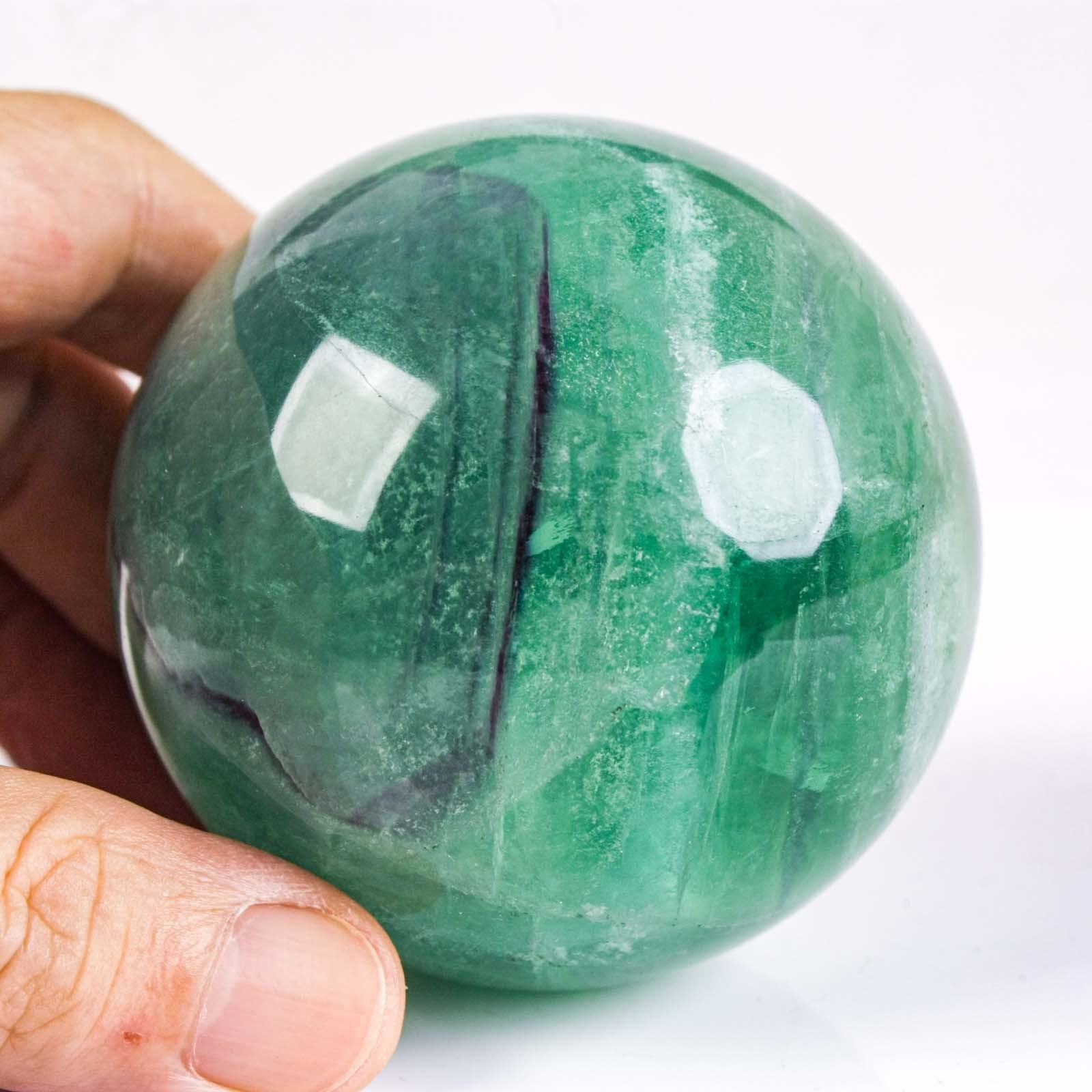 2.6″ 1.1LBS Rainbow Fluorite Sphere Crystal Ball Natural Banded Mineral Specimen