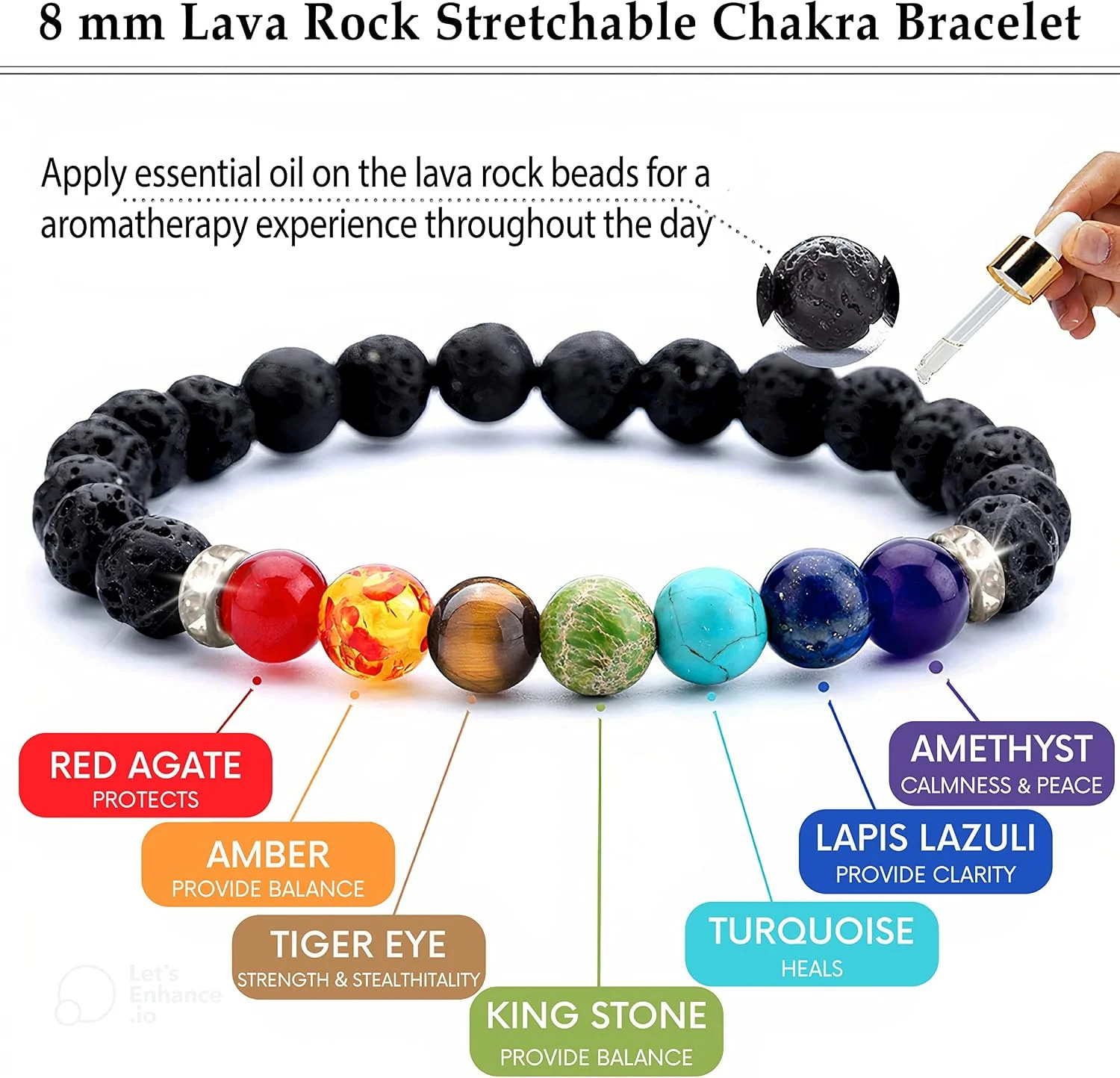 7 Chakra Necklace and Bracelet Set for women & men Orgone Healing Pendant with A