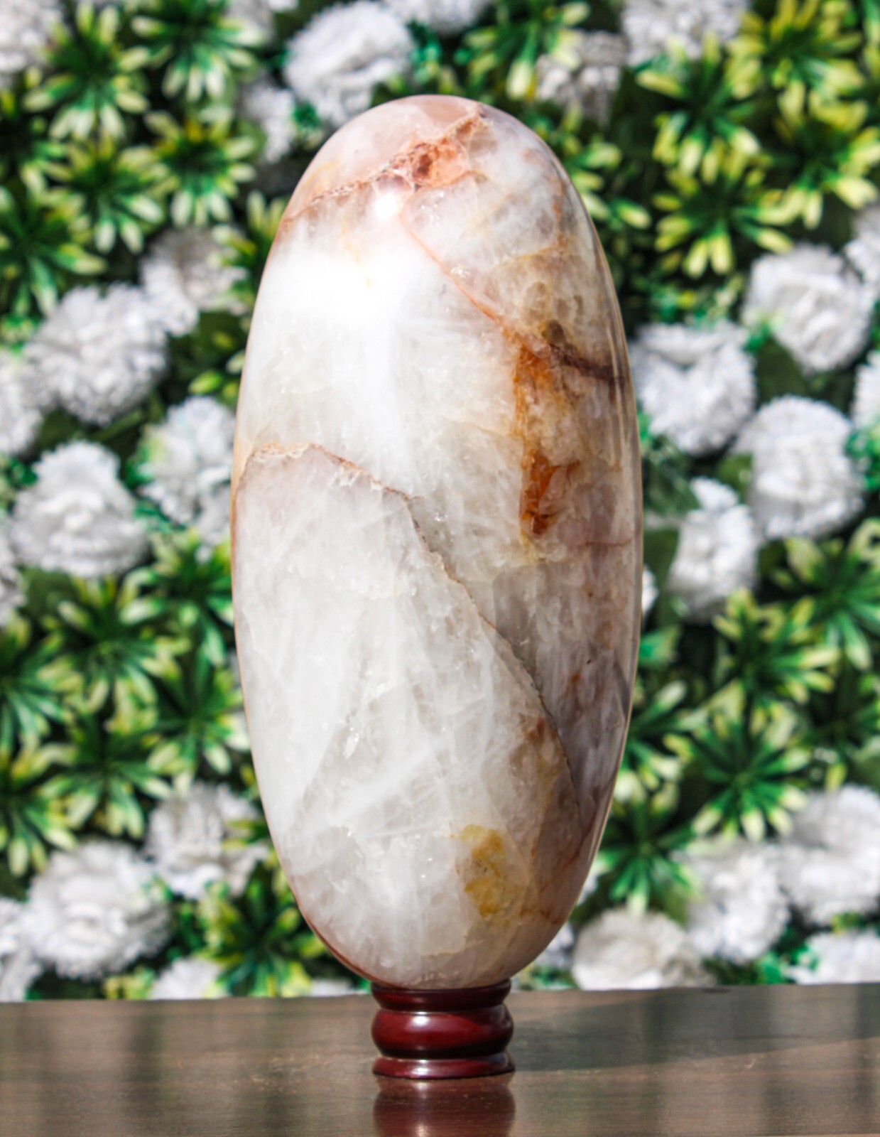 Polished 335MM Red Fire Quartz Stone Healing Charged Metaphysical Chakra Lingam