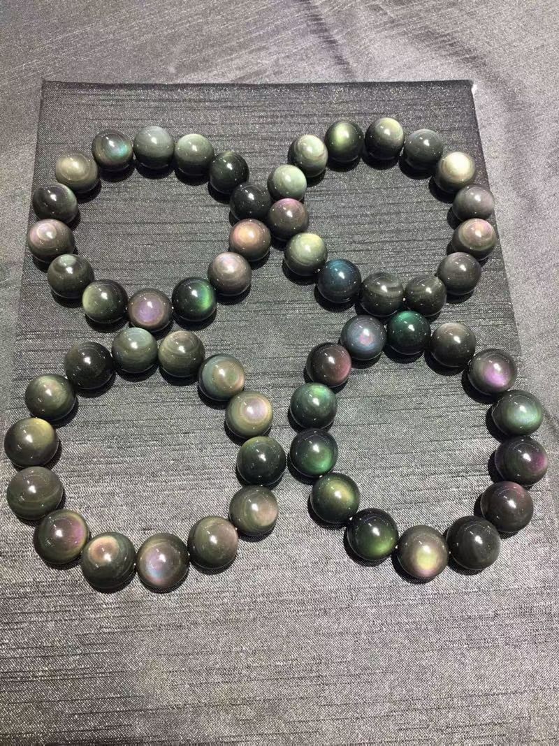 1pcs Natural Rainbow Obsidian 12mm Crystal Stretch Bracelet decorate