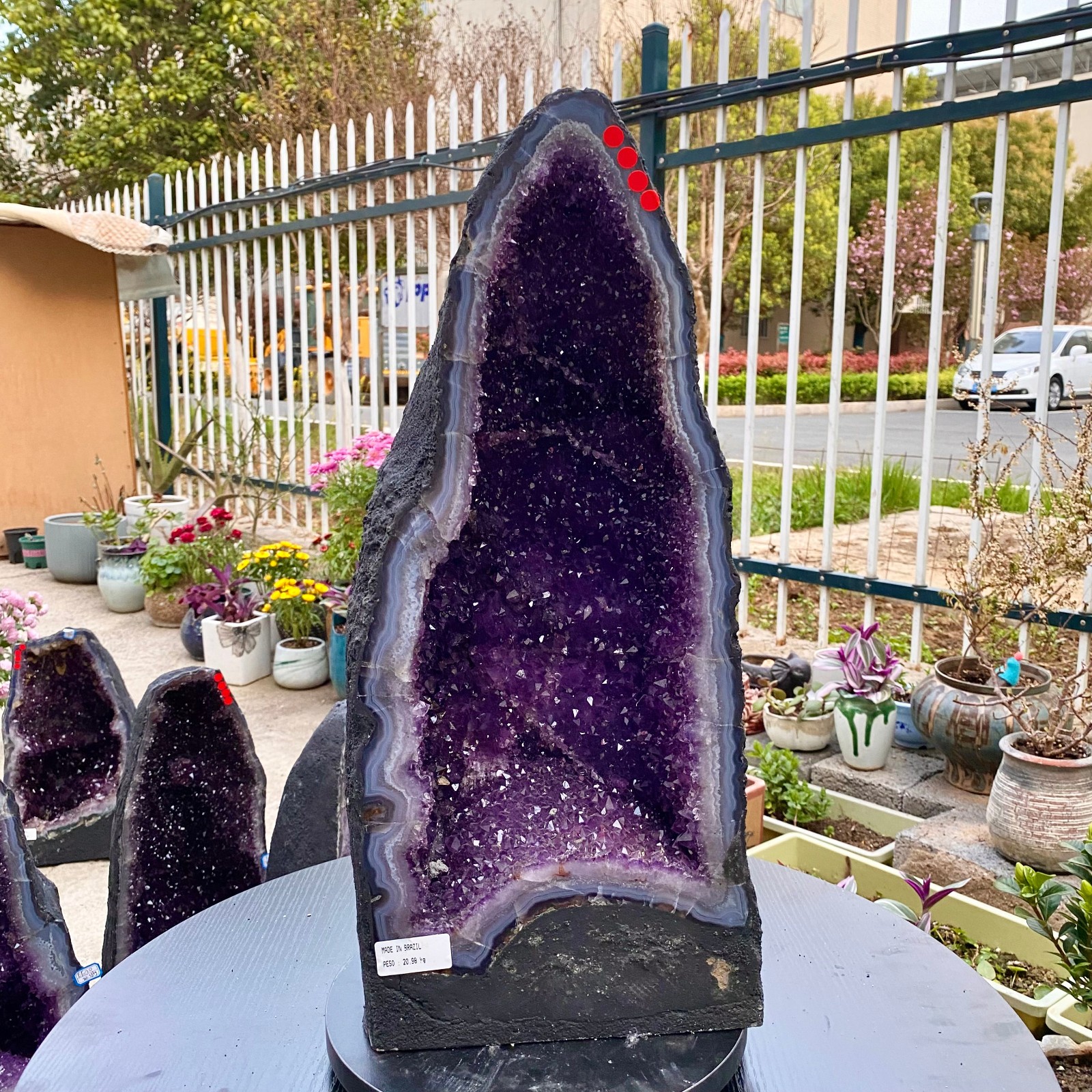 46LB Natural Amethyst Geode Quartz Crystal Cluster Cathedral Energy healing