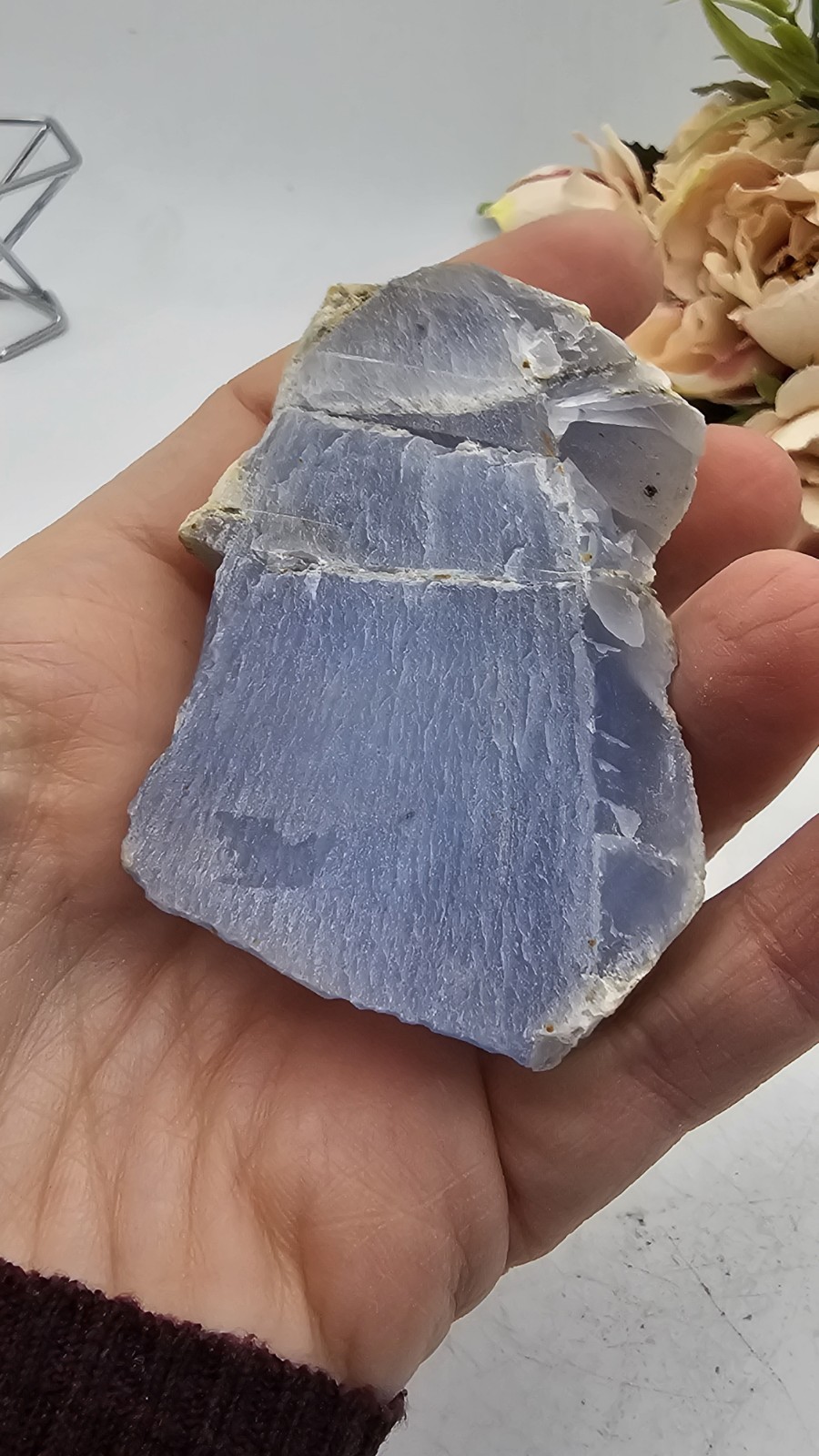 blue chalcedony Raw Rough agate specimen 6.6cm 81g