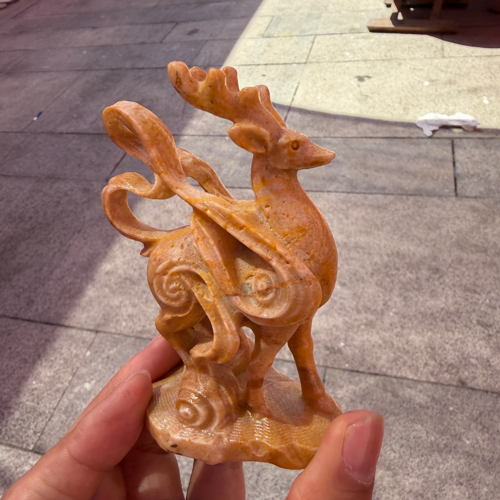 1pc Natural yellow jade Crystal Carved deer skull Stone Decor gift