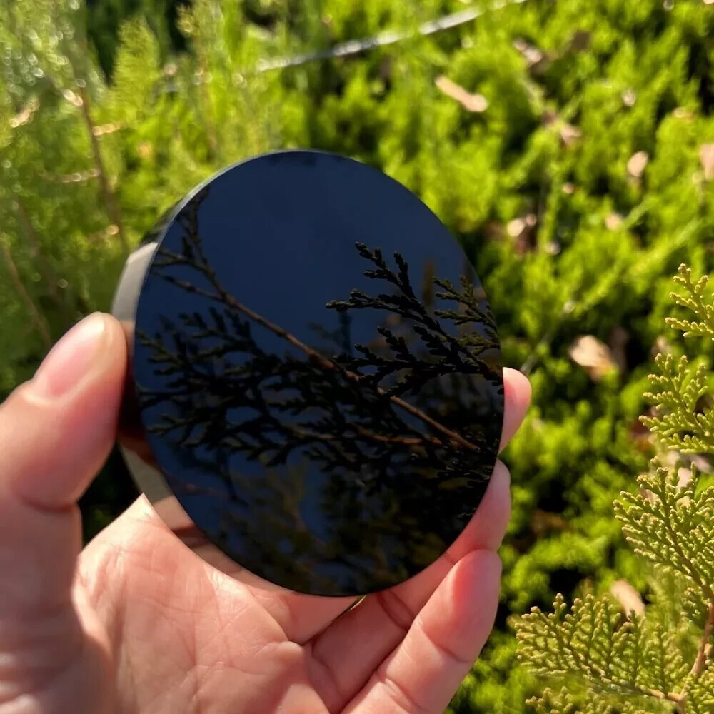 Natural Obsidian Divination Mirror Healing Magic Mirror Crystal Home Decorations