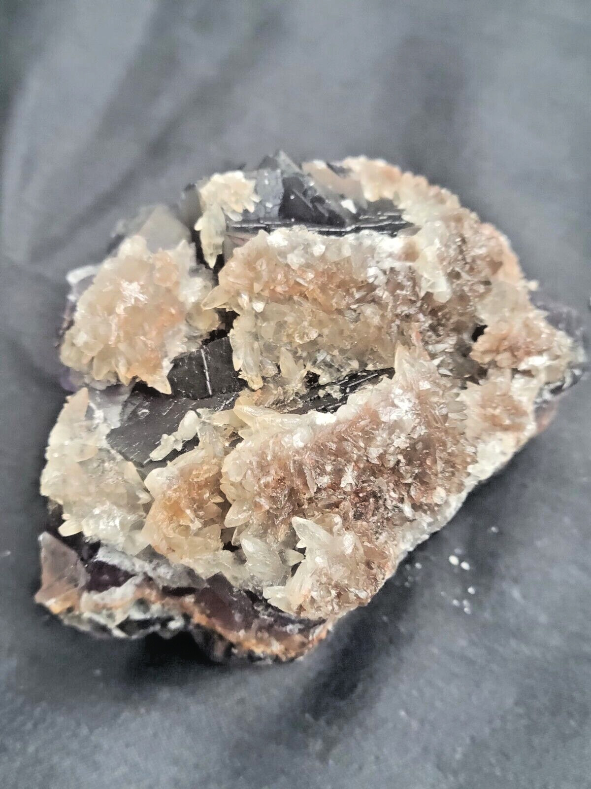 269g Beautiful Purple Cubic Fluorite Quartz Crystal Cluster Mineral Specimen