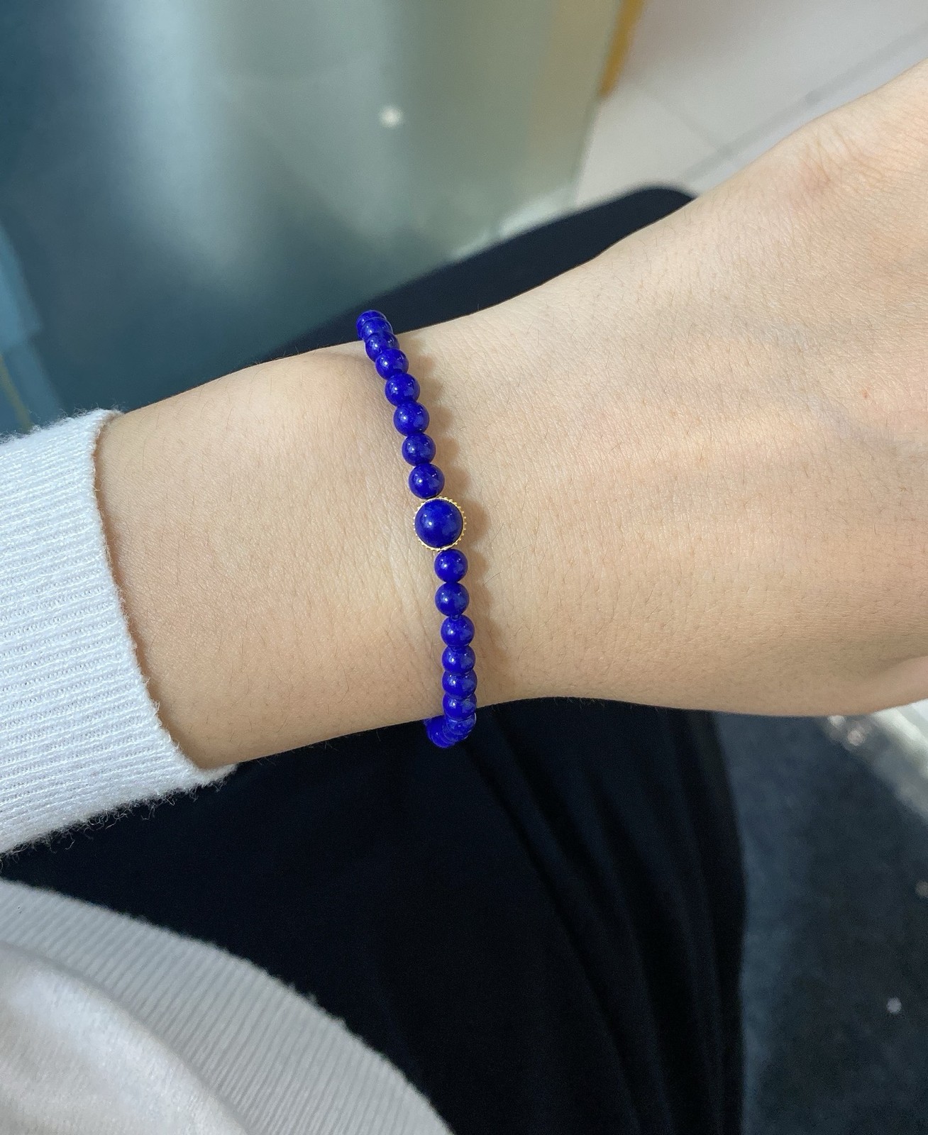 Vintage Natural Old Mine Lapis Bead Bracelet All-match Casual Fashion Accessory