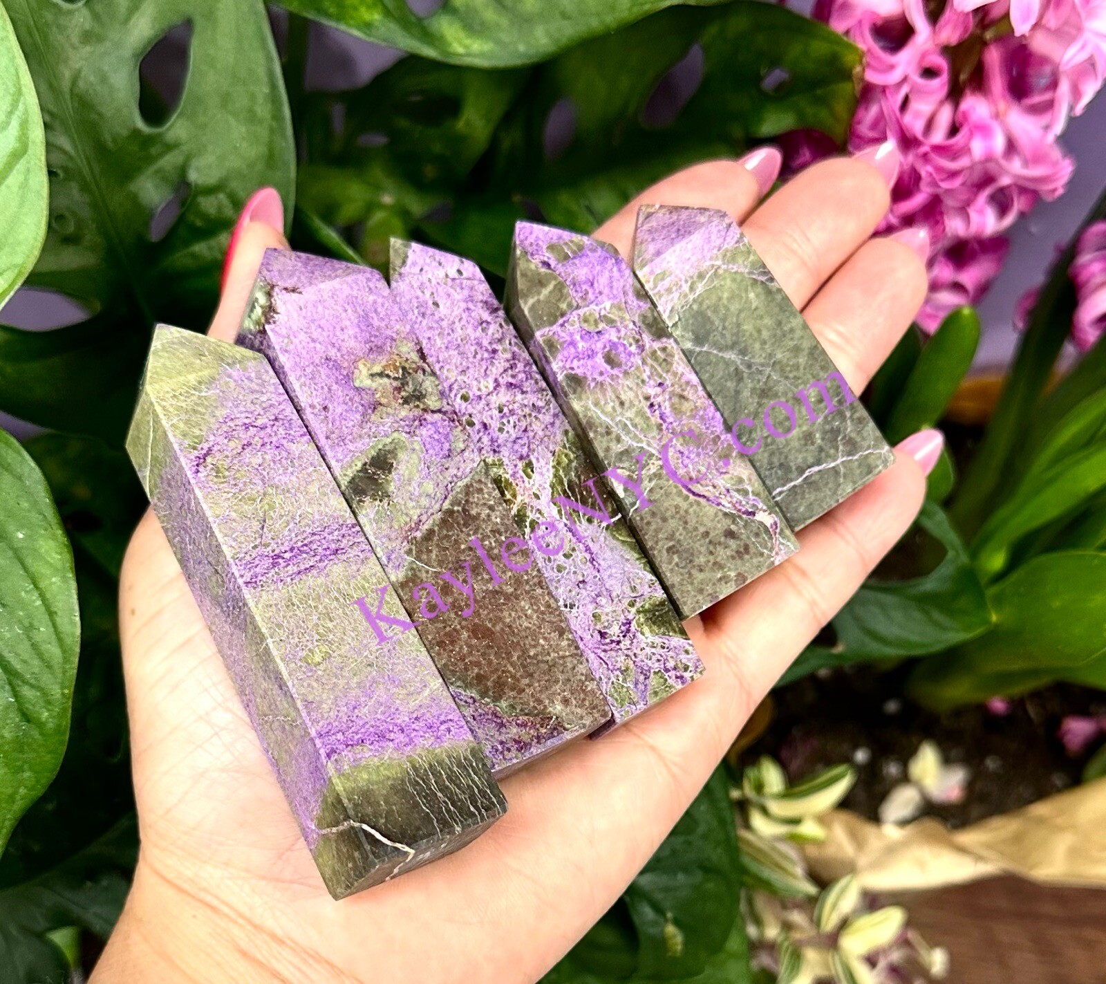 Wholesale Lot 1 Lb Natural Atlantisite Stichtite Obelisk Tower Point Crystal