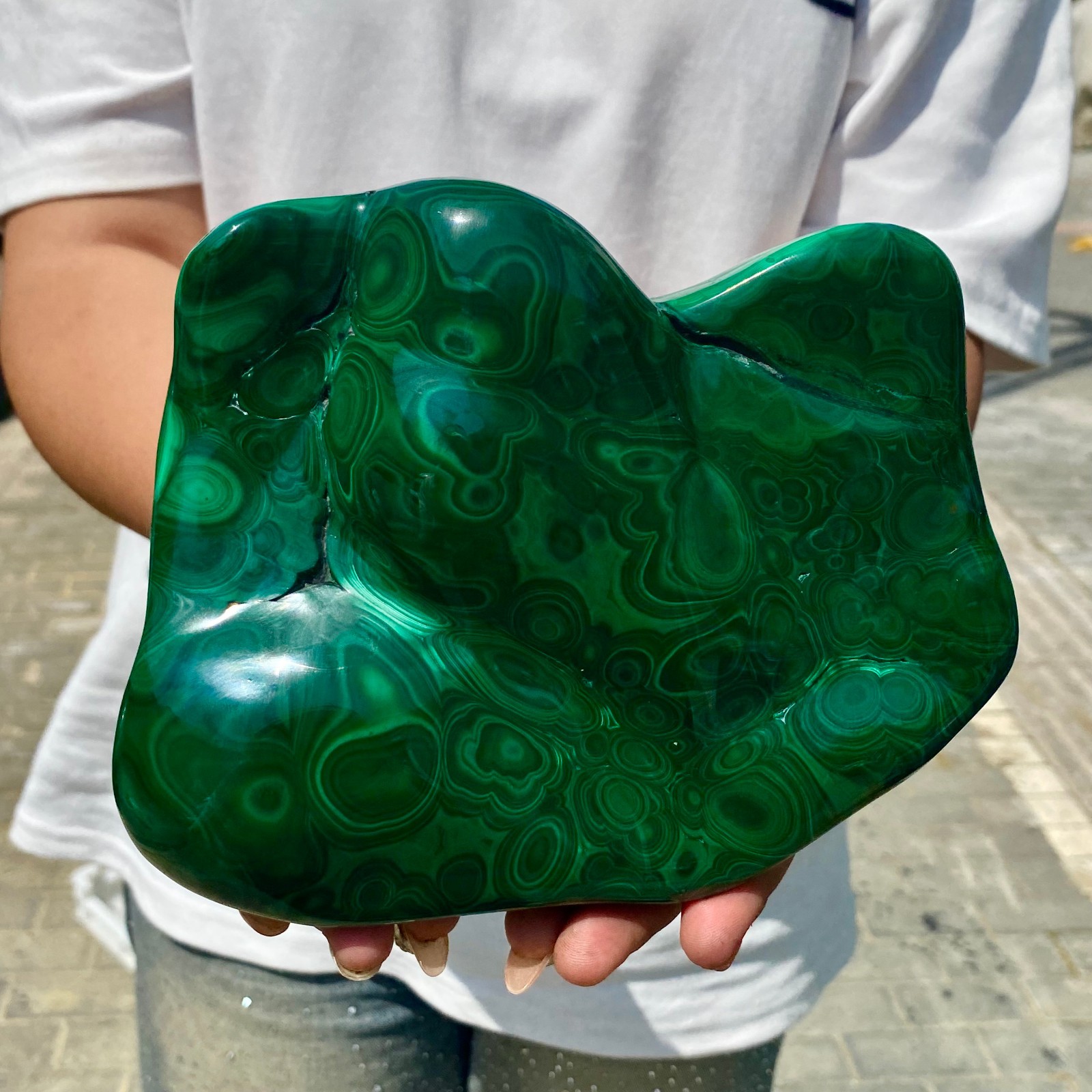 5.04LB Natural glossy Malachite transparent cluster rough mineral sample