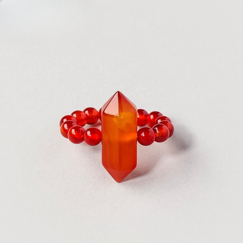 Natural Crystal Beaded Double Terminated Point Ring Healing Chakra Jewelry Gift