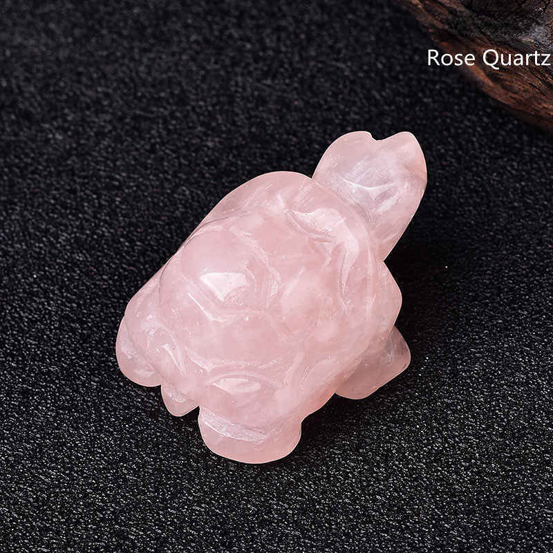 Natural Rose Quartz Crystal Tortoise Carved Healing Vivid Turtle Specimens Decor