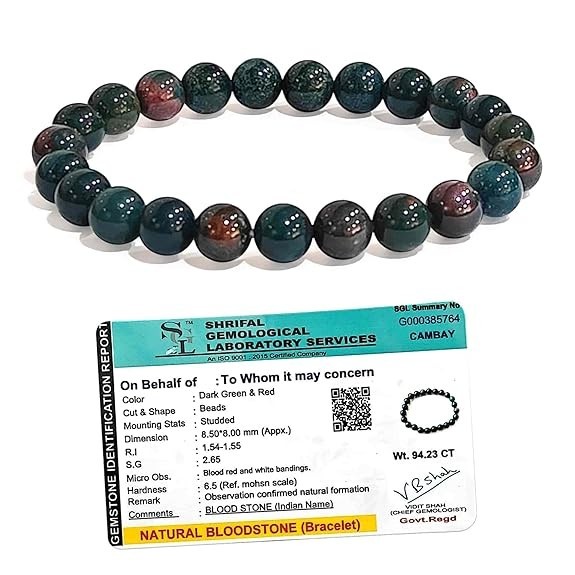 Blood Stone Bracelet for Men and Women , Healing Stone for Energy -8mm unisex
