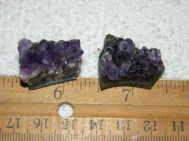 2 Amethyst crystal clusters grape jelly saturation smaller jewelry-sized 1″ J30
