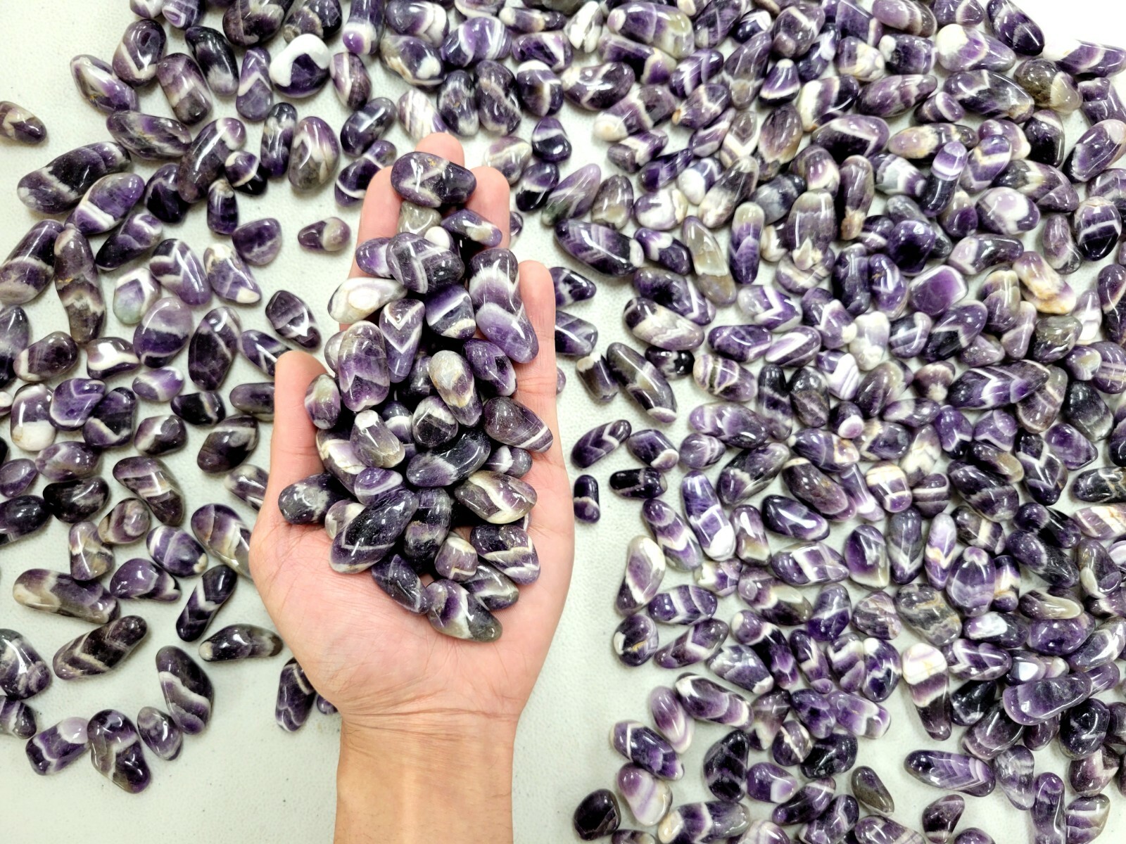 Small Tumbled Chevron Amethyst Crystals, Bulk Wholesale Crystal Tumbles
