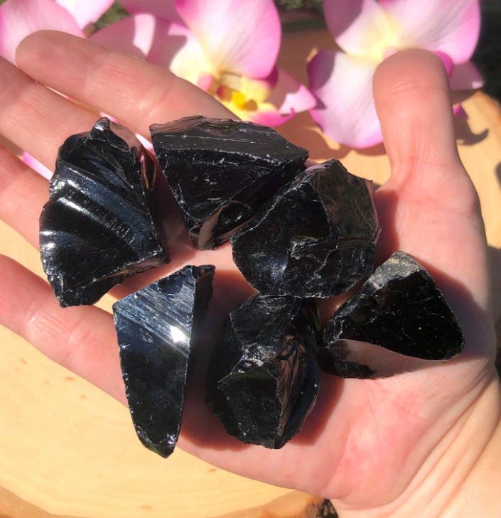 5PCS Raw Black Obsidian Stone Protection Healing Gemstone The Ultimate Guardian