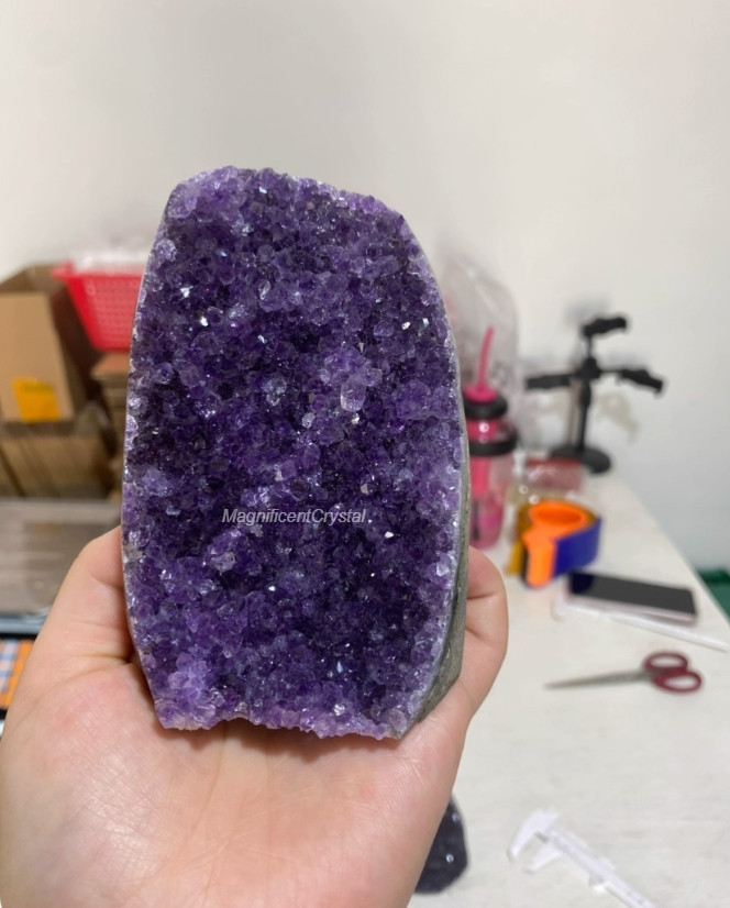 Amethyst Geode Cluster Purple Phantom Quartz Crystal Healing Reiki Art Decor