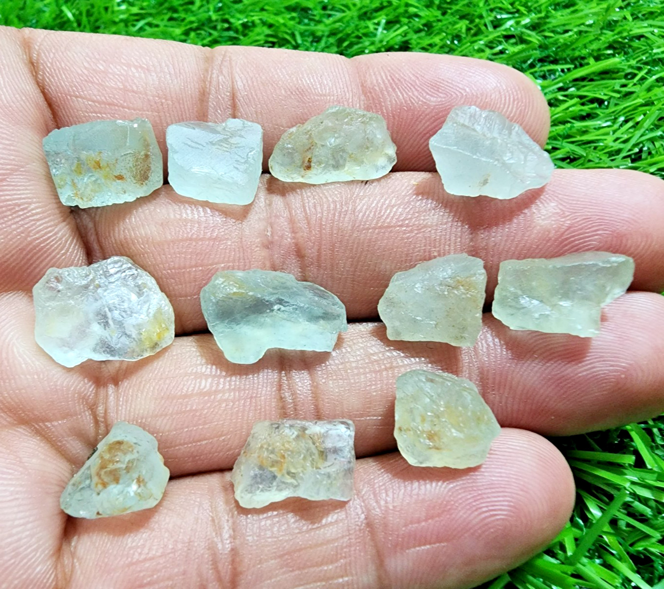 Stunning Blue Aquamarine Gemstone Rough 11Pcs Lot 11-17mm Aquamarine Raw Stones