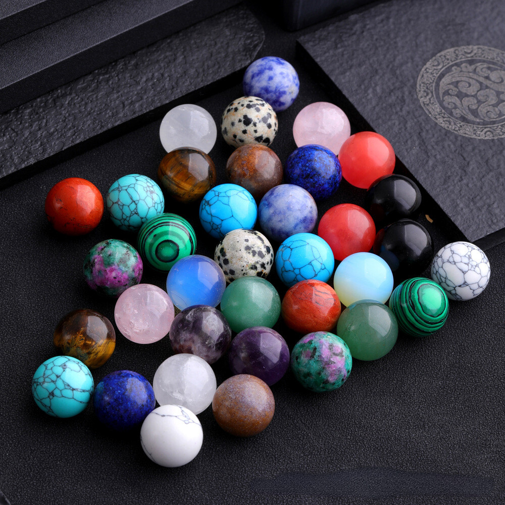 Wholesale 20pcs 16mm Mixed Natural Agate Stone Round Ball Shape No Hole Beads