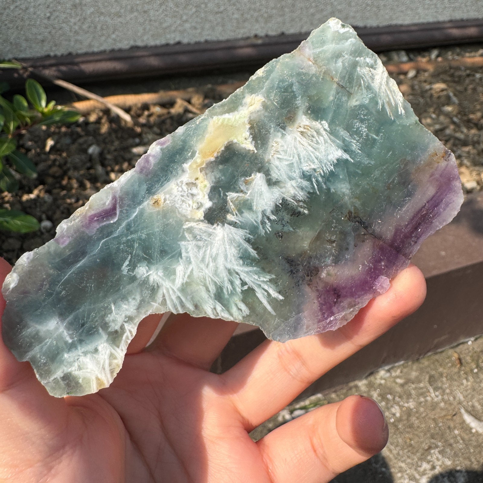 100G Natural feather fluorite crystal slice rough quartz crystal specimen healin