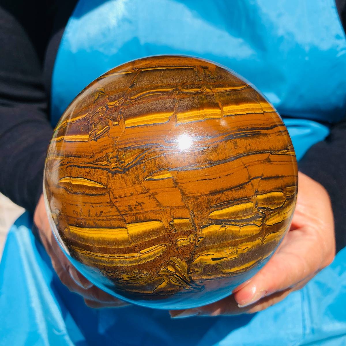 1920g Rare NATURAL Yellow tiger eye quartz crystal ball Healing stone