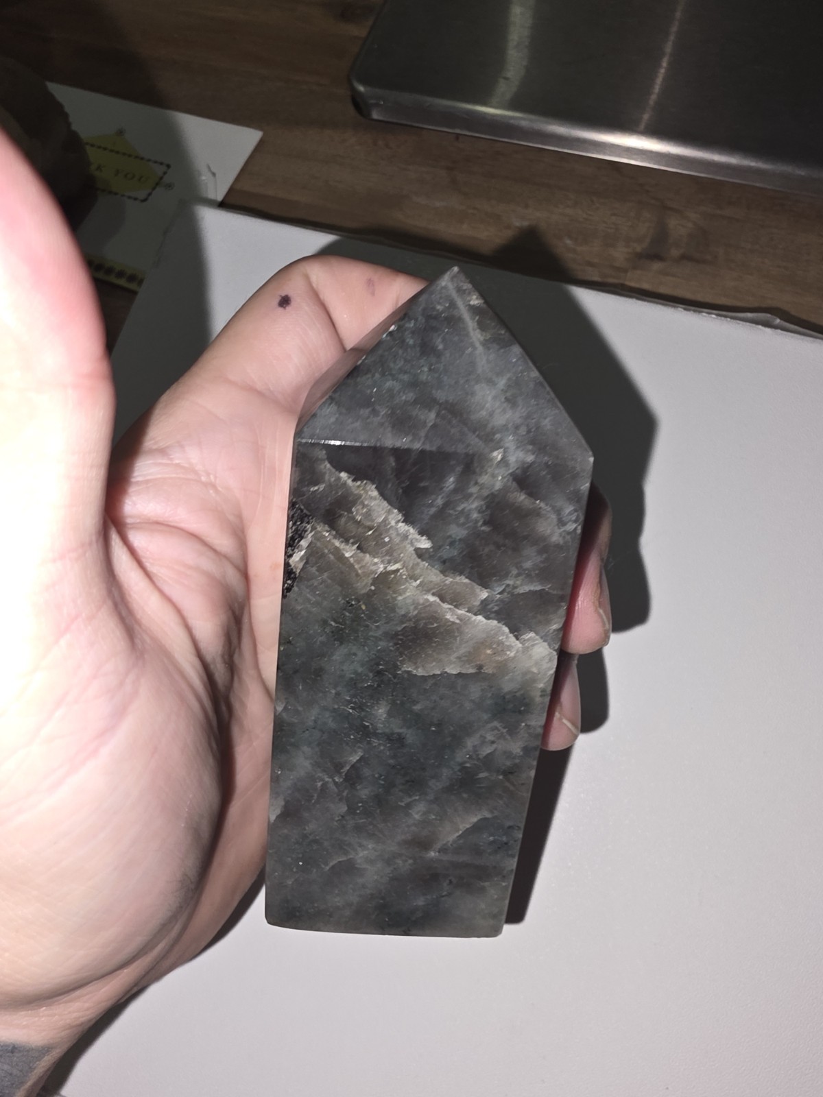 Labradorite Tower – Dark Body with Blue & Gold Fire (350g)