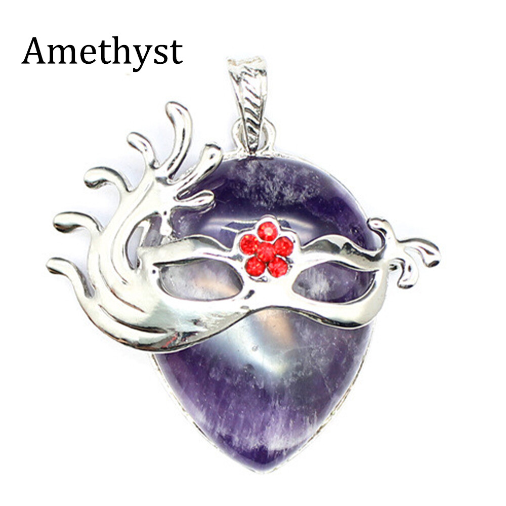 Natural Crystal Water Drop Makeup Dance Ball Mask Pendant Stone Amulet Reiki