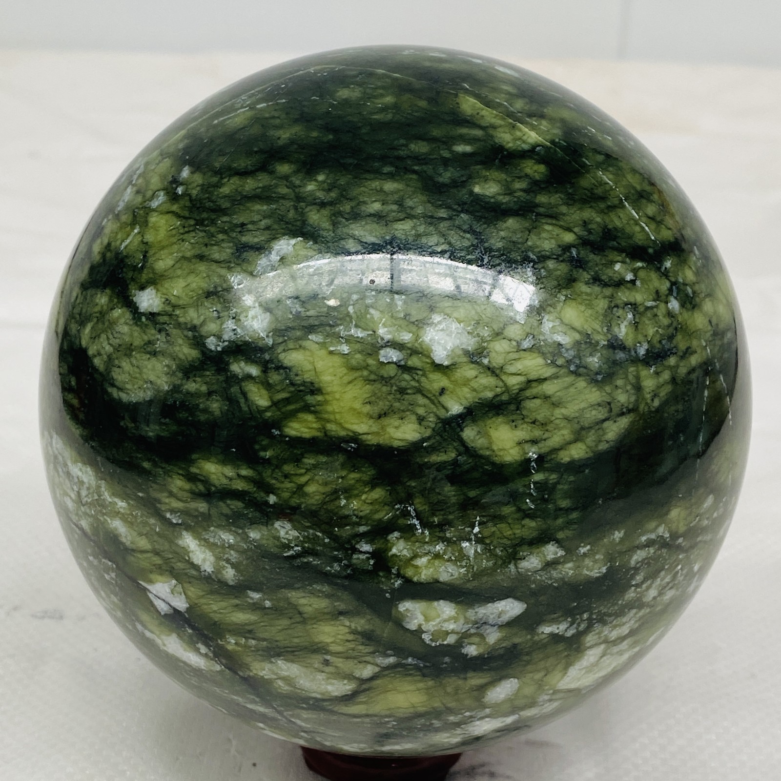 Natural Southern Jade Sphere Green Serpentine Crystal Ball Healing 2820g 6.2LB