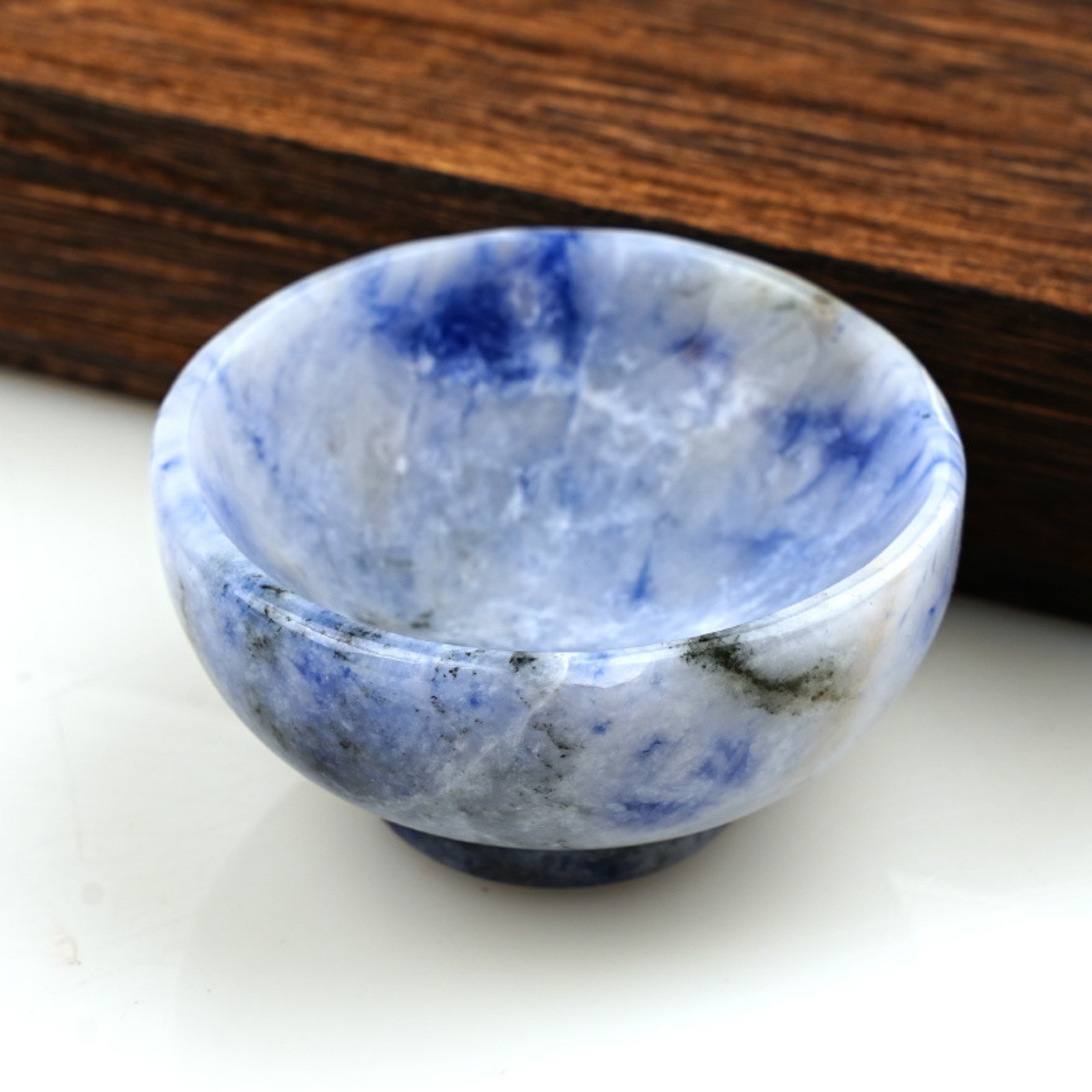 Natural Crystal Stone Bowl Hand-Carved Gemstone Mini Dish Home Decoration Gift