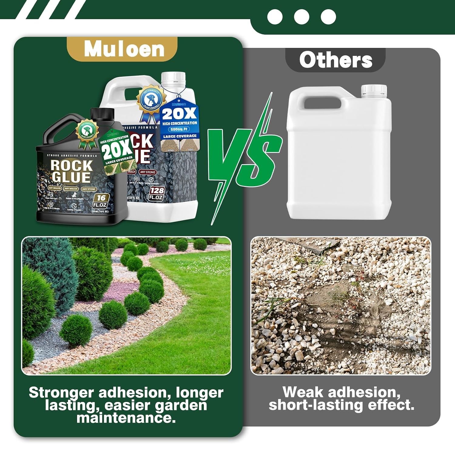 Rock Glue, Mulch Glue 16OZ- Fast-Drying Adhesive for Landscaping Rocks, Small