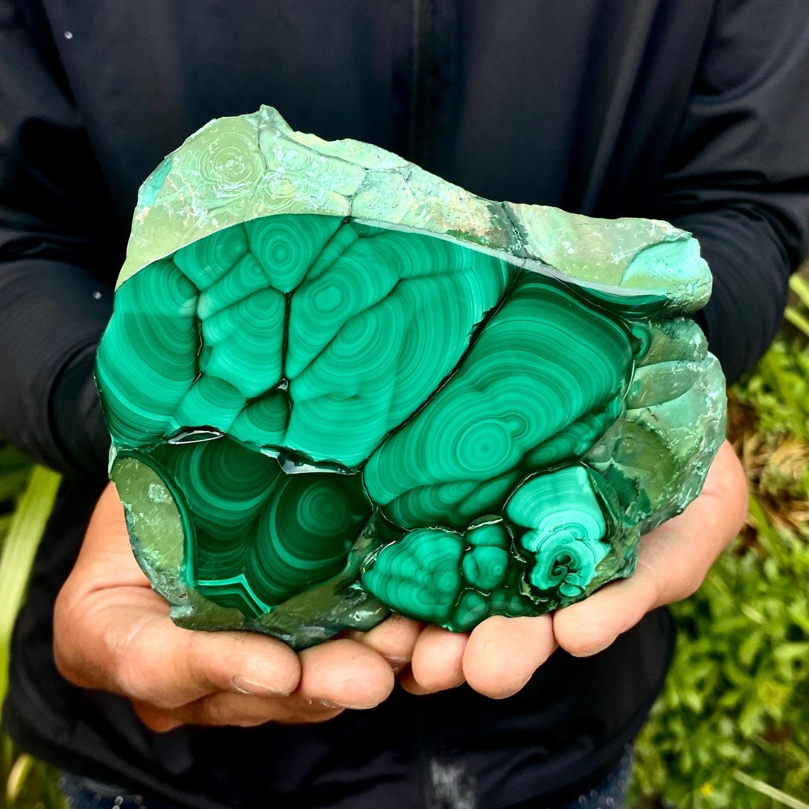 463G Natural malachite slice quartz crystal luster mineral specimen