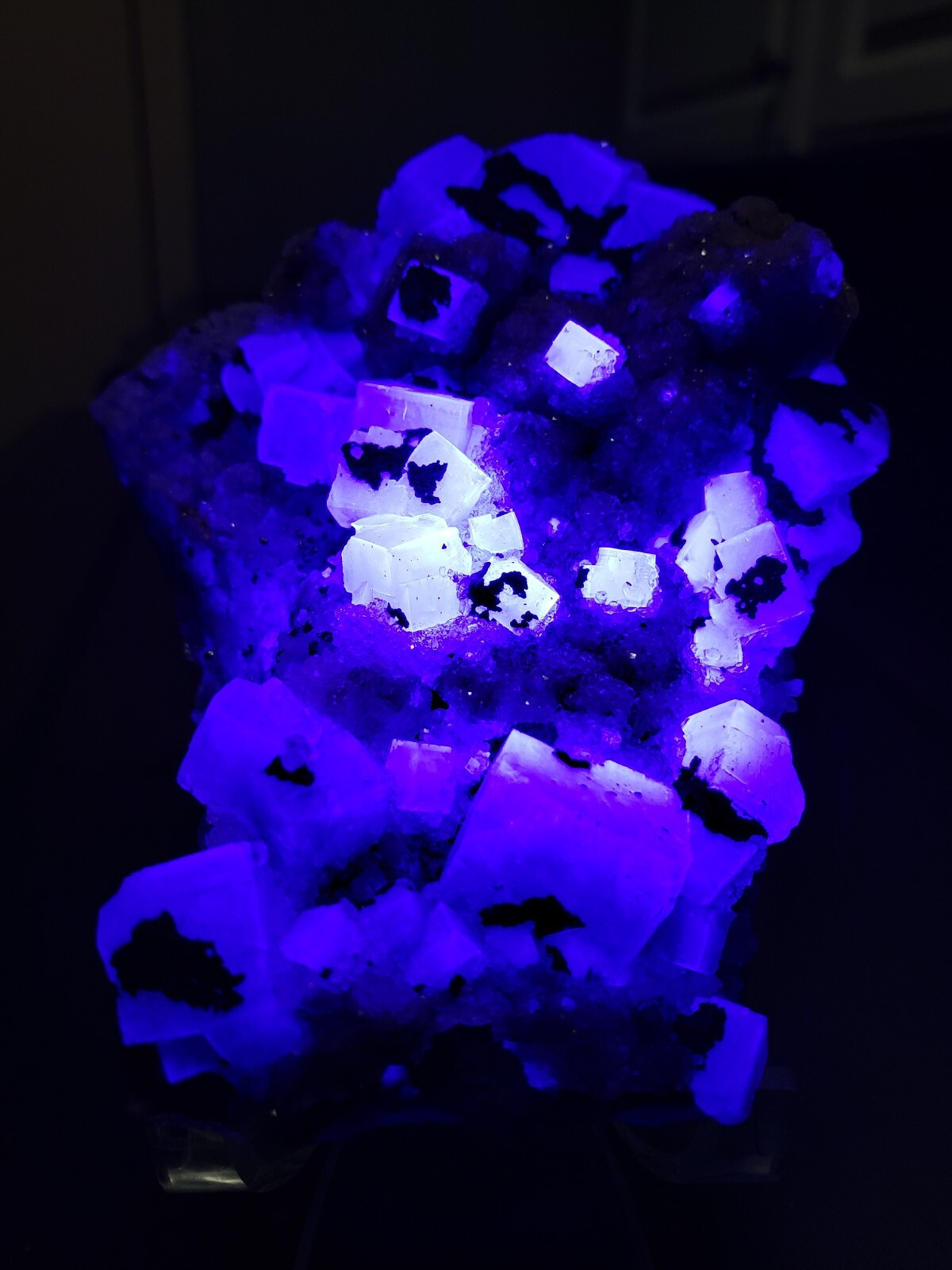 Nigerian Daylight Color-Changing Purple-Grayish Fluorite Quartz Crystal Pyrite