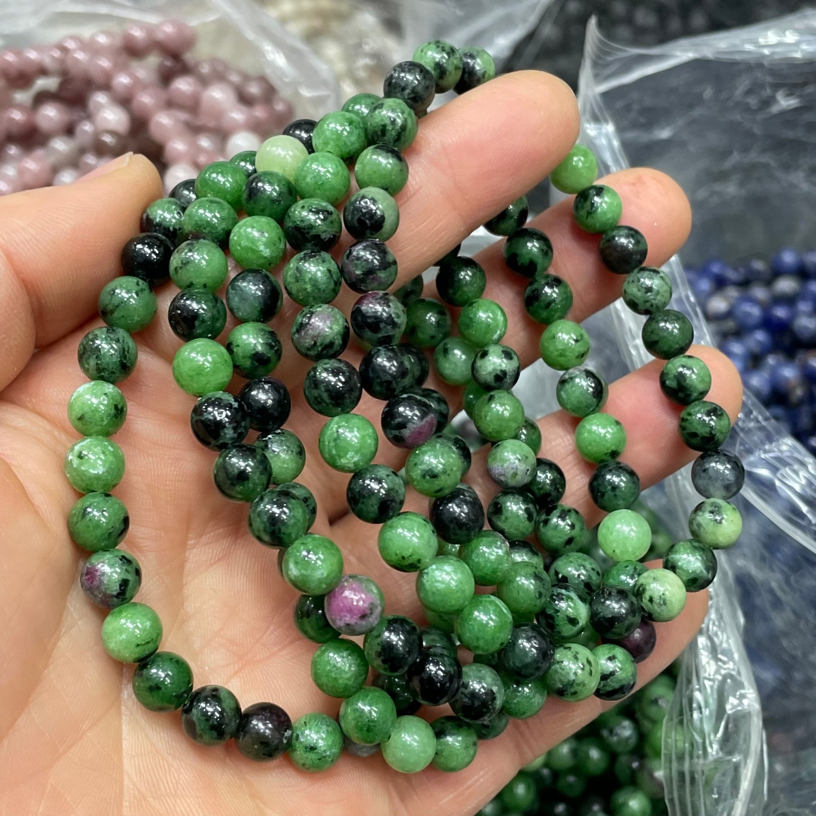 6mm 10pcs Natural Ruby Zoisite Smooth Round Ball Gemstone Beads