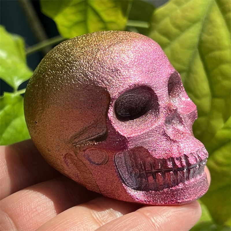 2.3″ Natural White Jade electroplating skull quartz crystal skull Gem Random 1pc
