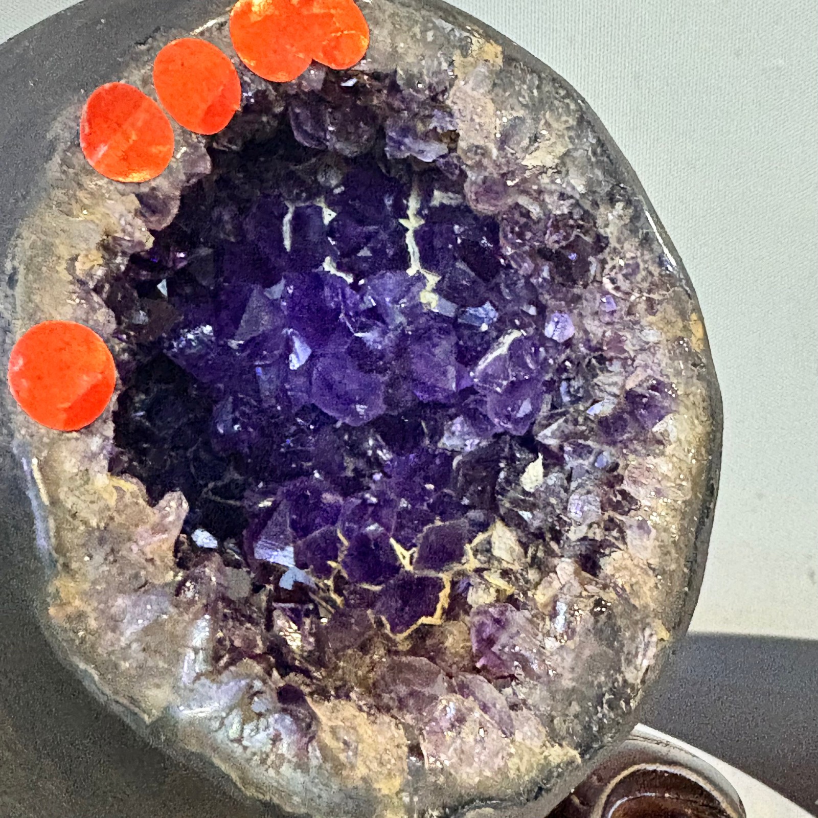 5LB Natural uruguay amethyst geode quartz money bag crystal +stand