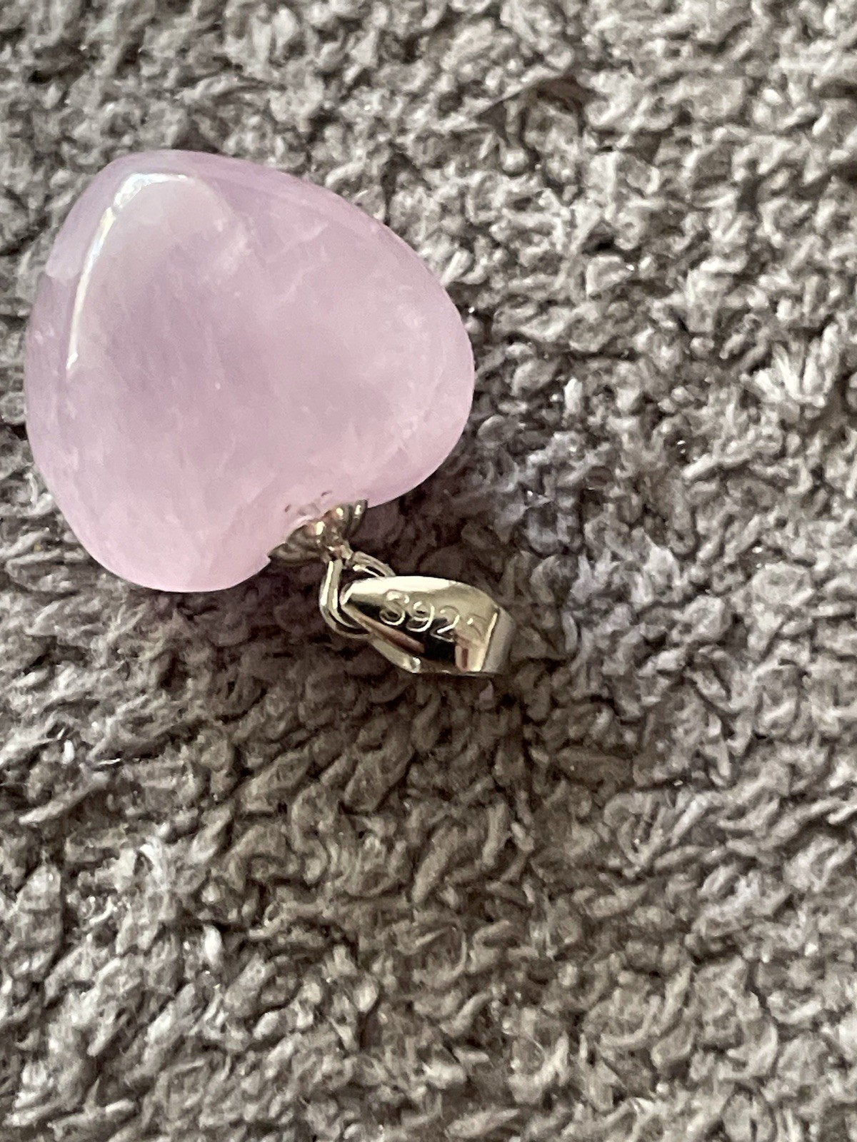 HQ Kunzite Crystal/Gemstone Heart Pendant S925 12mm x 12mm