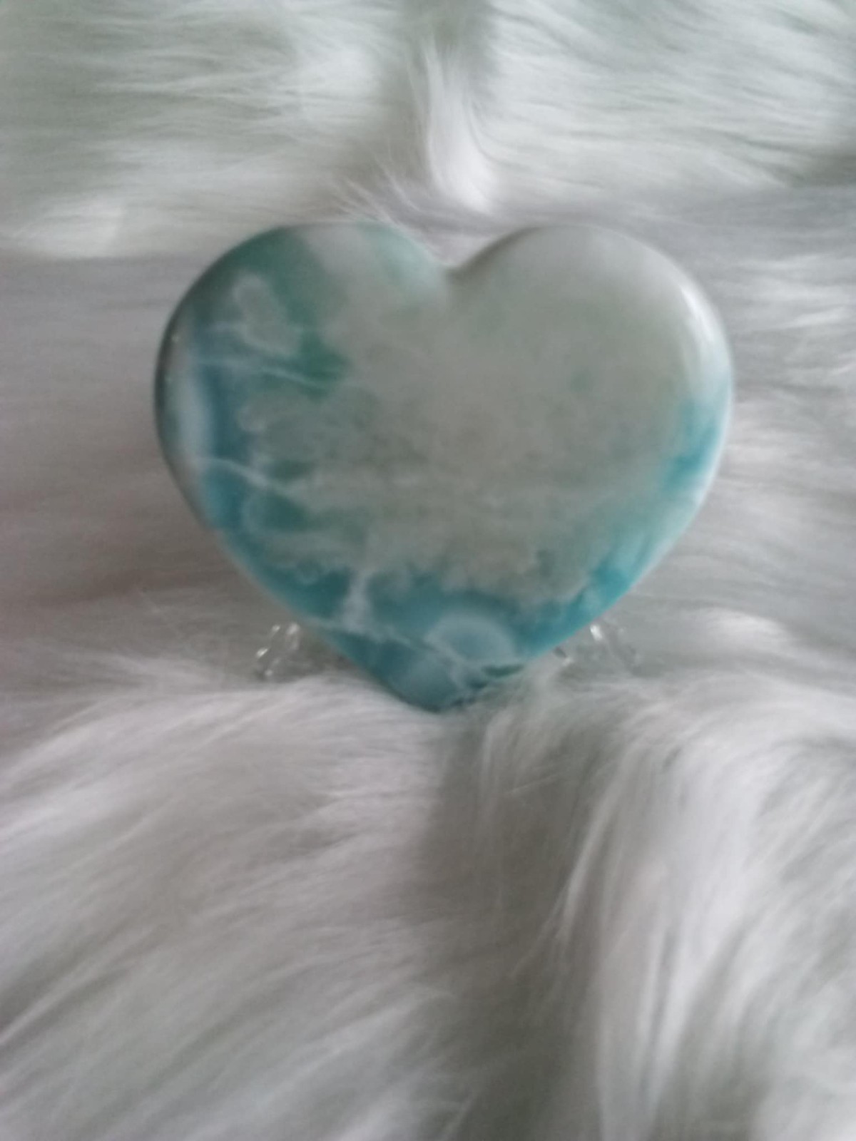 LARGE DOMINICAN REPUBLIC LARIMAR HEART PALMSTONE 65 mm x 66 pt 7 mm x 12 mm