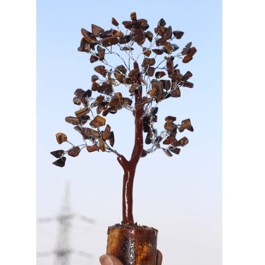 150+ TIger EYe Gemstones SIlver Branches Bonsai Money Tree Decor 8-9.5″ GW