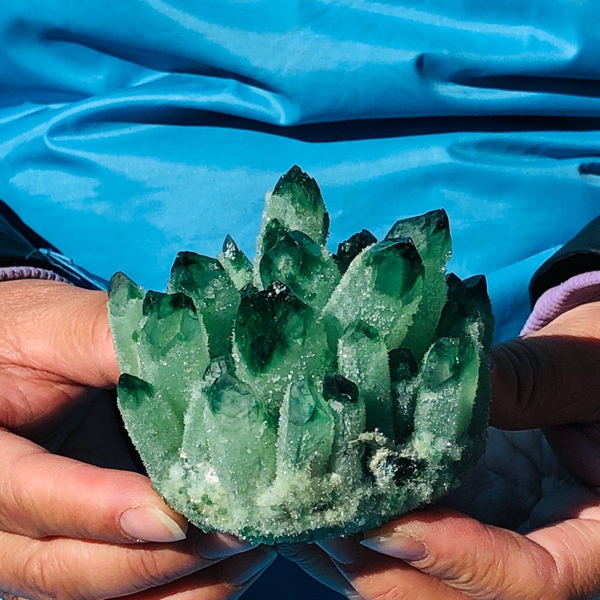4Pcs 3.91LB New find green Phantom Quartz Crystal Cluster mineral samples heals